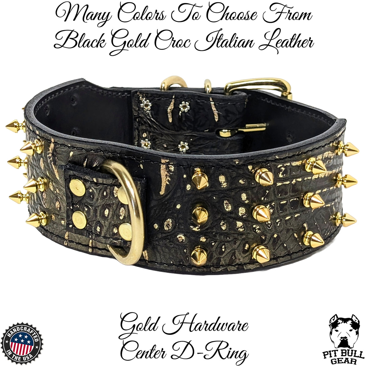 J12 - 2.5" Wide Spiked Leather Dog Collar