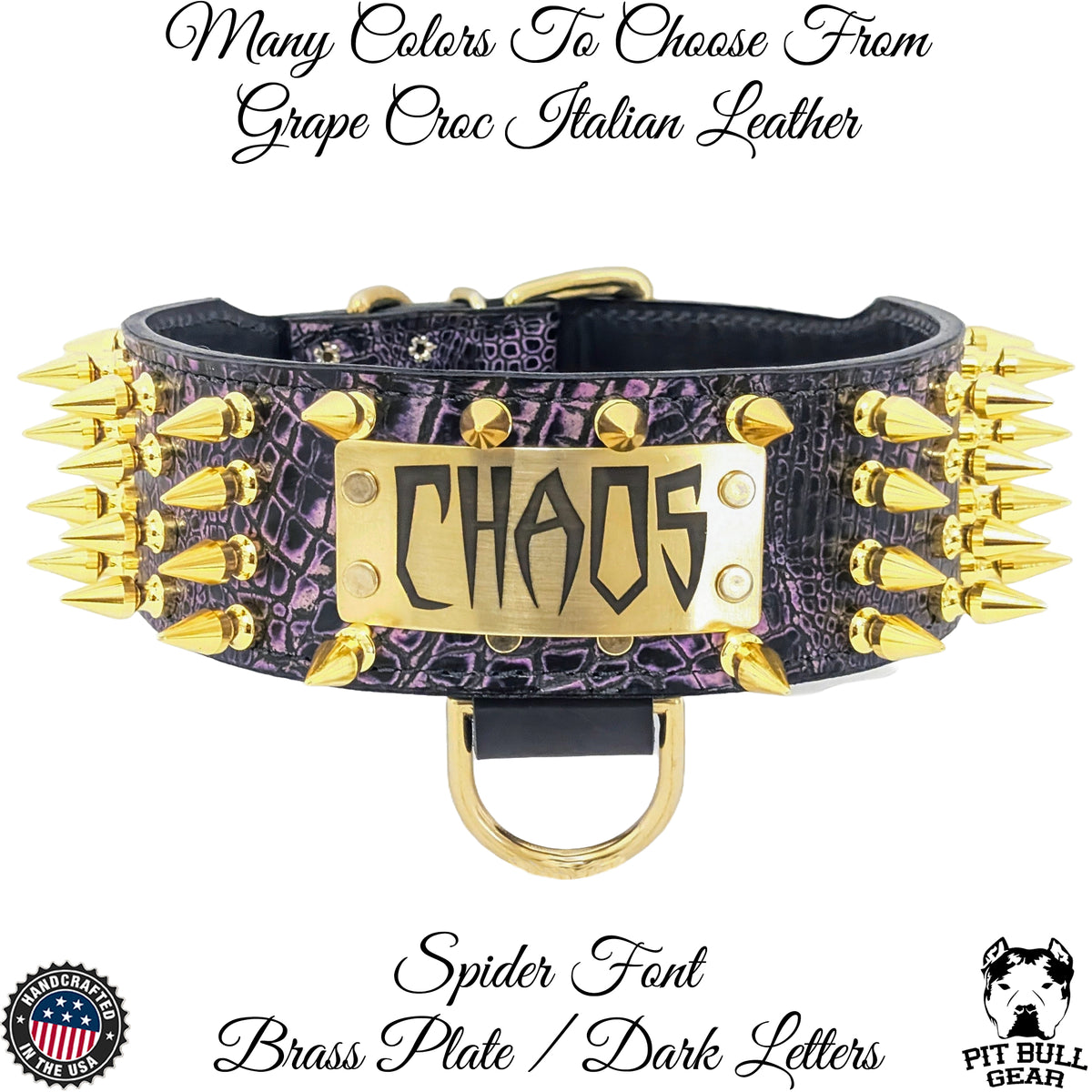 J9 - 2.5" Personalized Spiked Leather Dog Collar