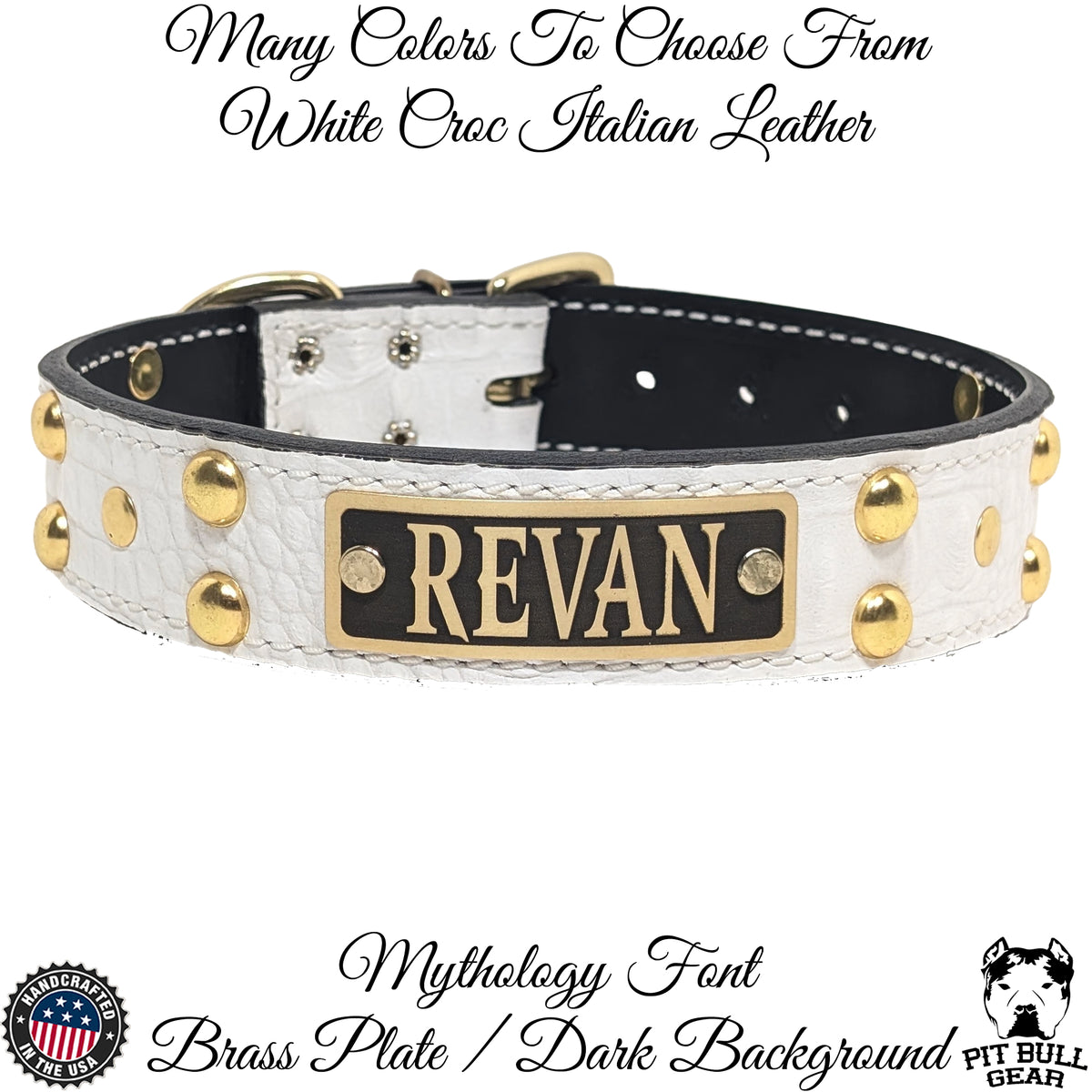 N10 - Collar de cuero para perro de 1,5" de ancho con placa de identificación personalizada y tachuelas