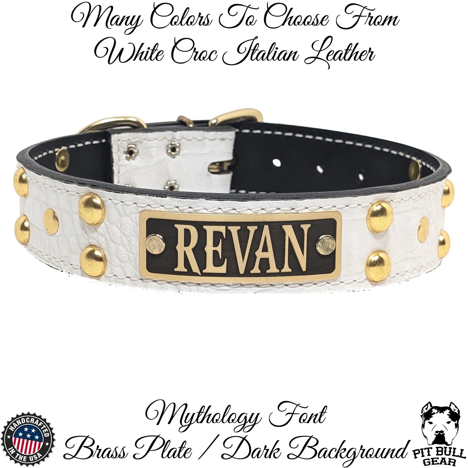 N10 - Collar de cuero para perro de 1,5" de ancho con placa de identificación personalizada y tachuelas