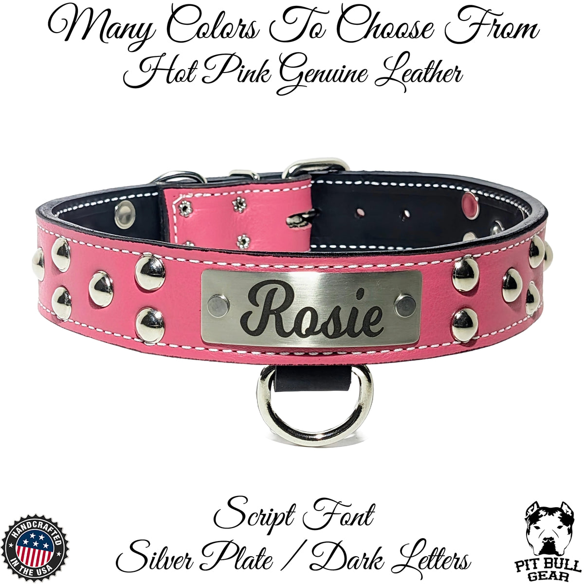 N13 - Collar de cuero para perro de 1,5" de ancho, nombre personalizado con tachuelas en forma de cúpula