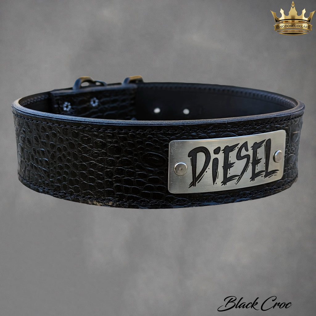N15 - 2" Wide Personalized Leather Dog Collar