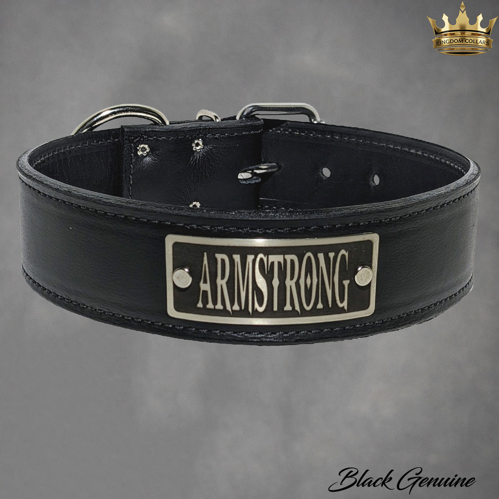 N15 - 2" Wide Personalized Leather Dog Collar
