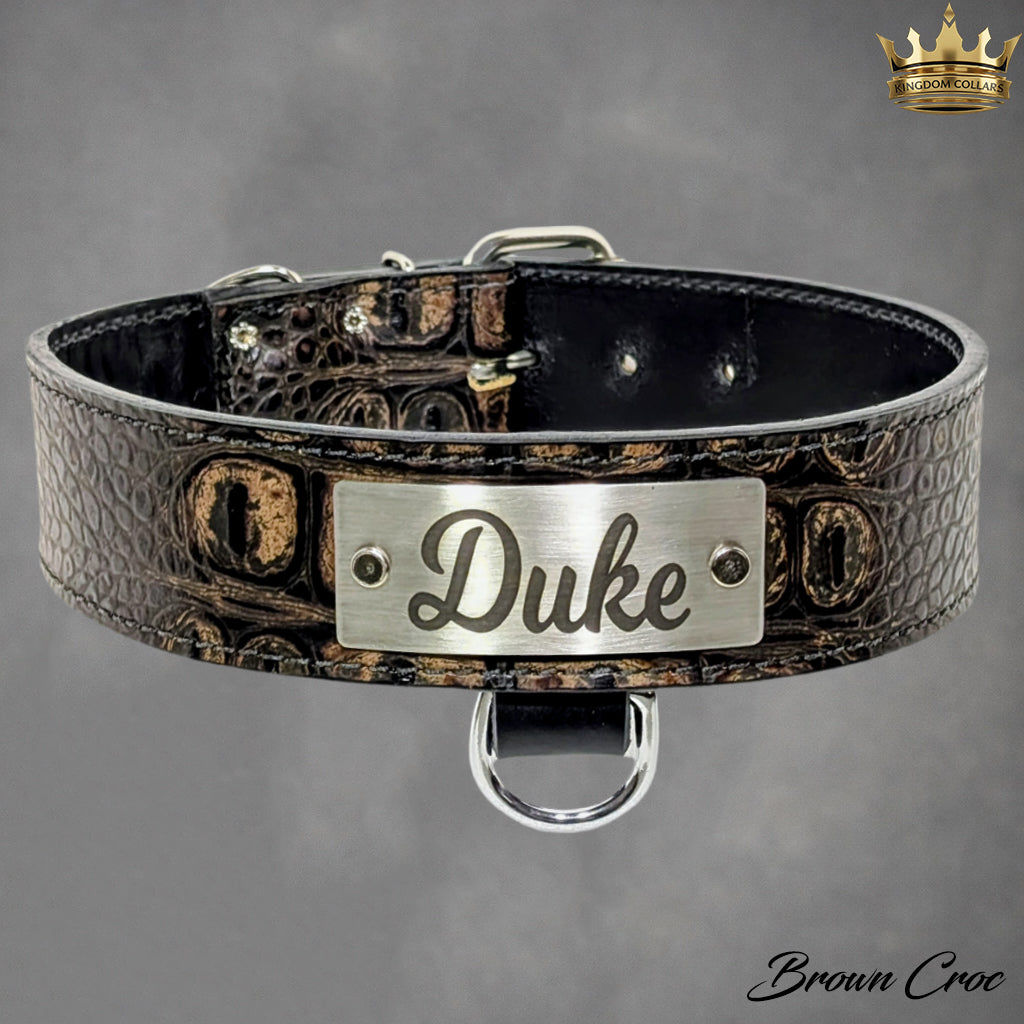 N15 - 2" Wide Personalized Leather Dog Collar