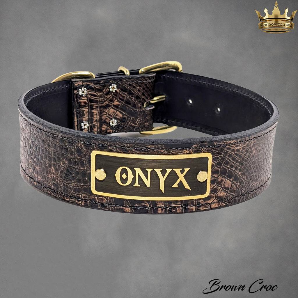 N15 - 2" Wide Personalized Leather Dog Collar