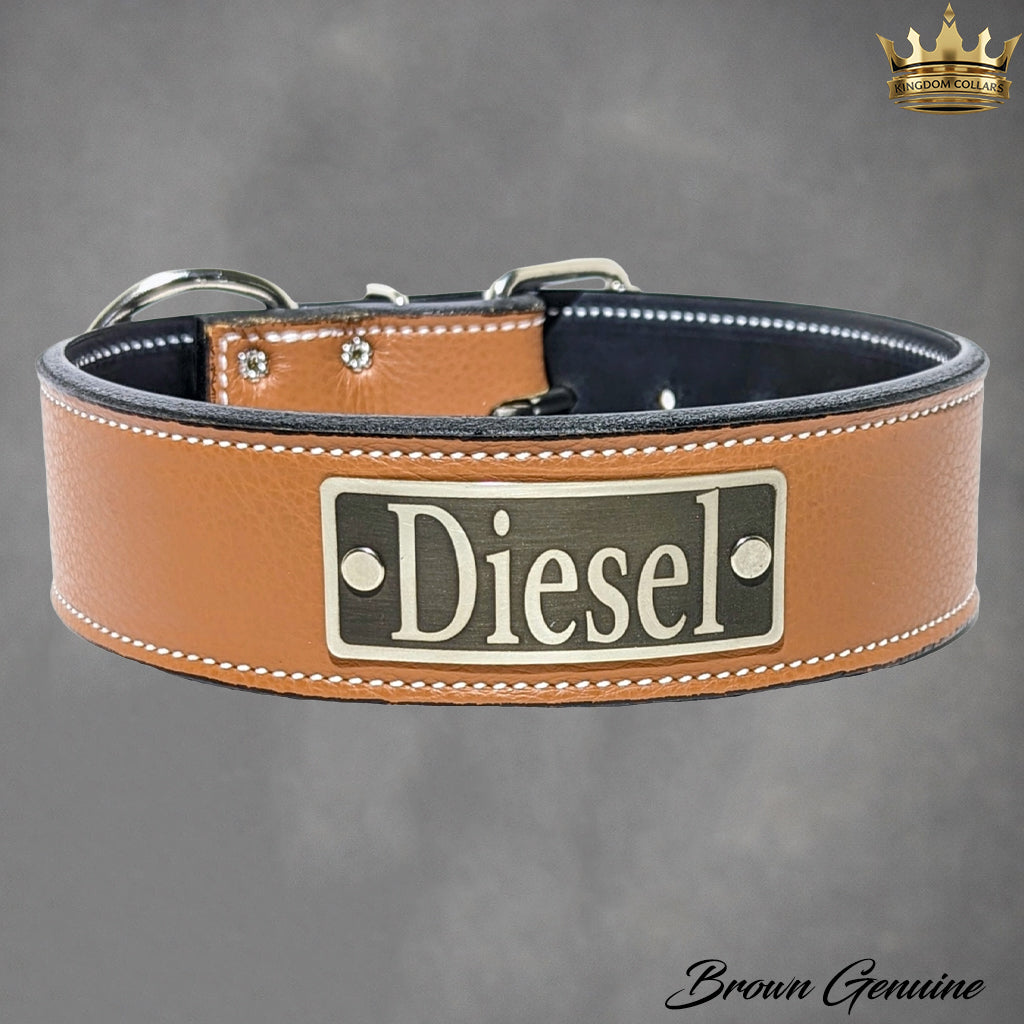 N15 - 2" Wide Personalized Leather Dog Collar