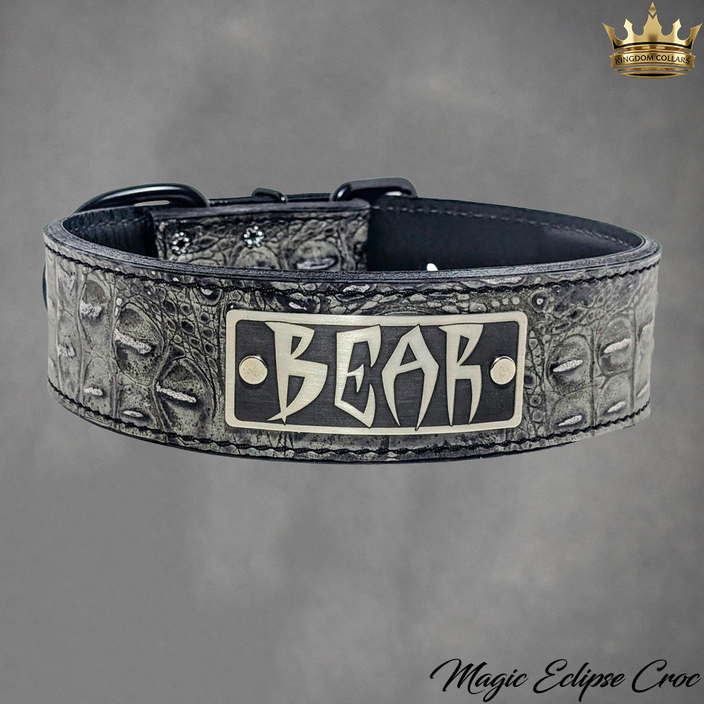 N15 - 2" Wide Personalized Leather Dog Collar