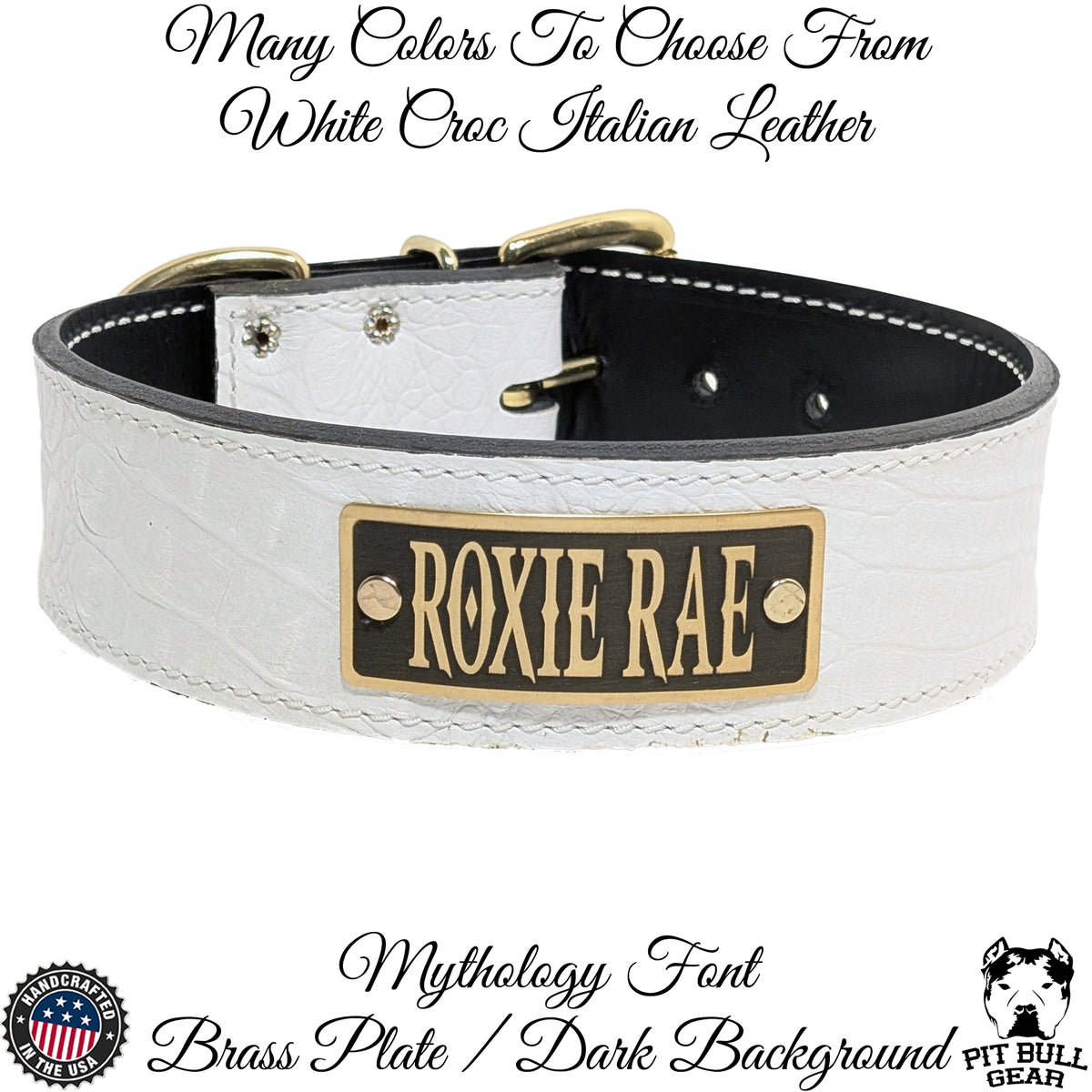 N15 - Collar de cuero para perros de 2" de ancho con placa de identificación