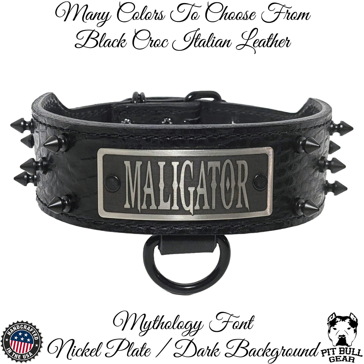 N6 - Collar de cuero cónico personalizado para perros de 2" de ancho con púas