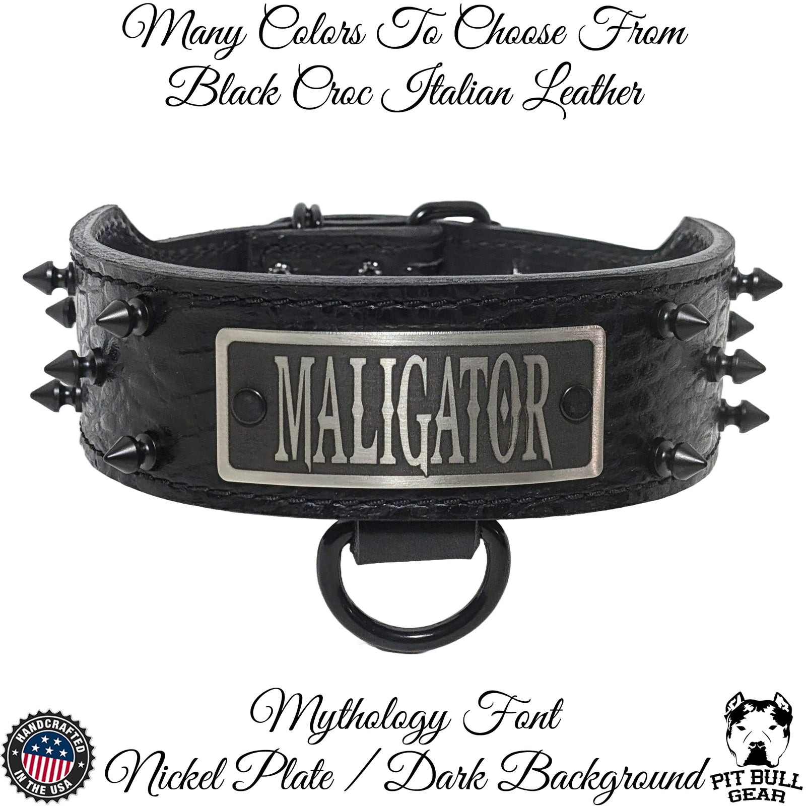 N6 - Collar de cuero cónico personalizado para perros de 2" de ancho con púas