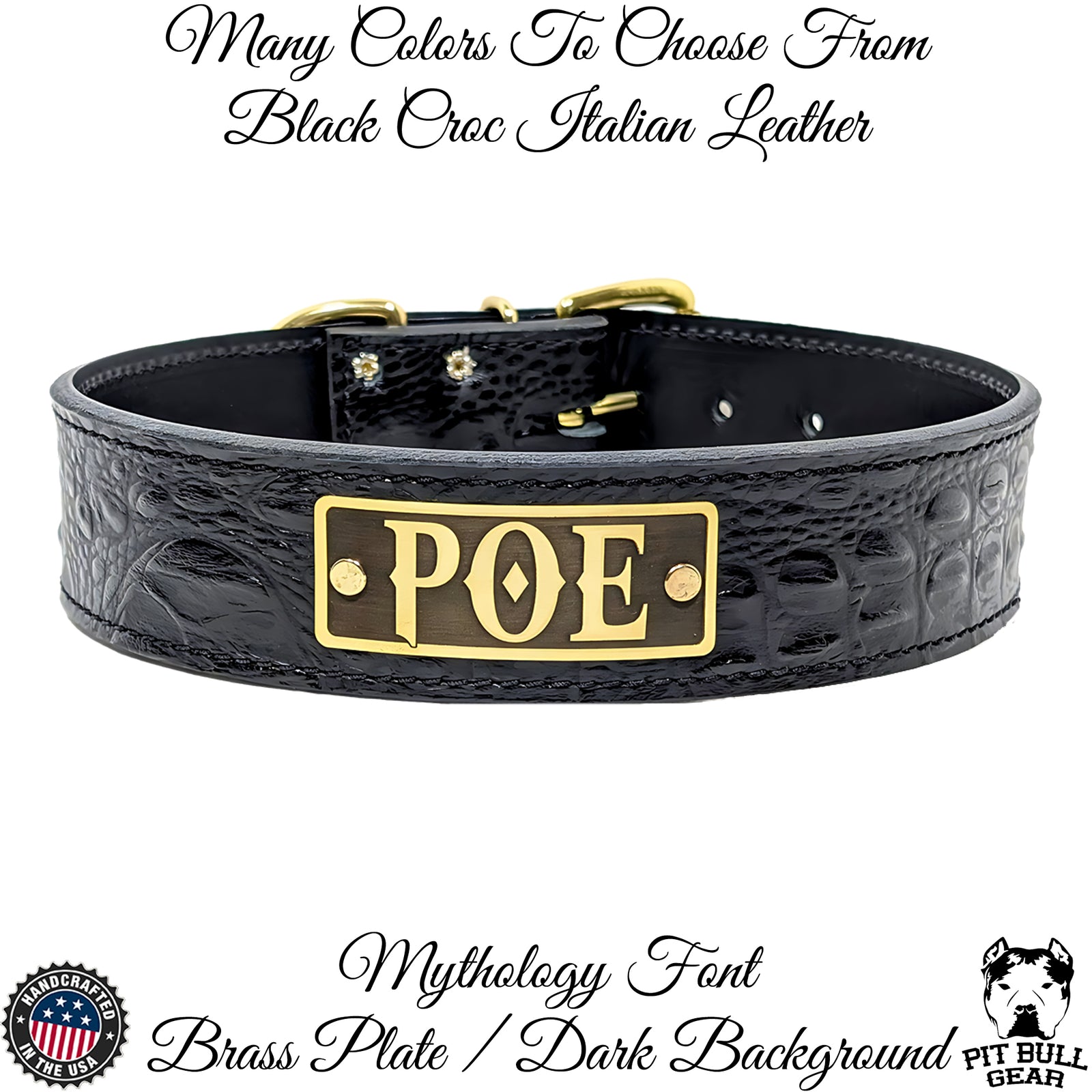 N15 - Collar de cuero para perros de 2" de ancho con placa de identificación