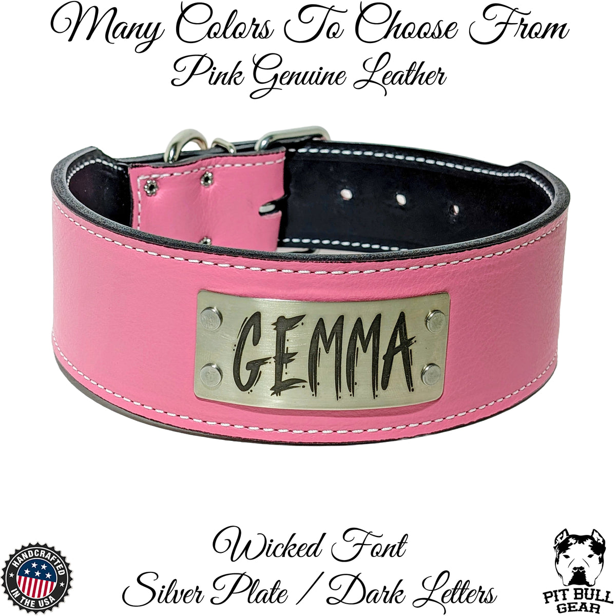 NJ11 - 2.5" Wide Leather Dog Collar Personalized Name Plate