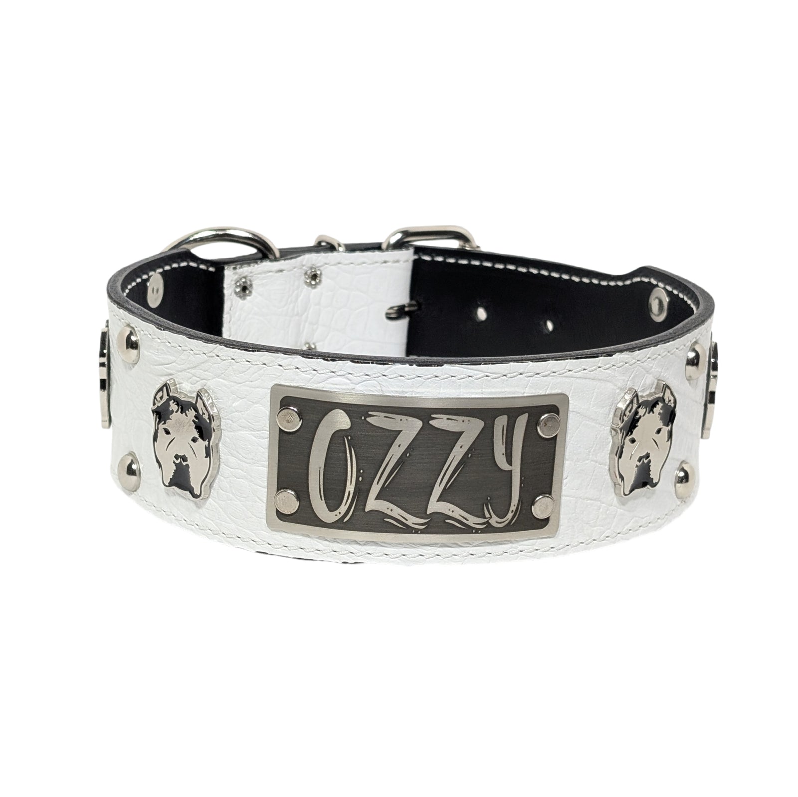 Collar de cuero personalizado para perros, collar con tachuelas Bully, 2,5" de ancho - NJ14