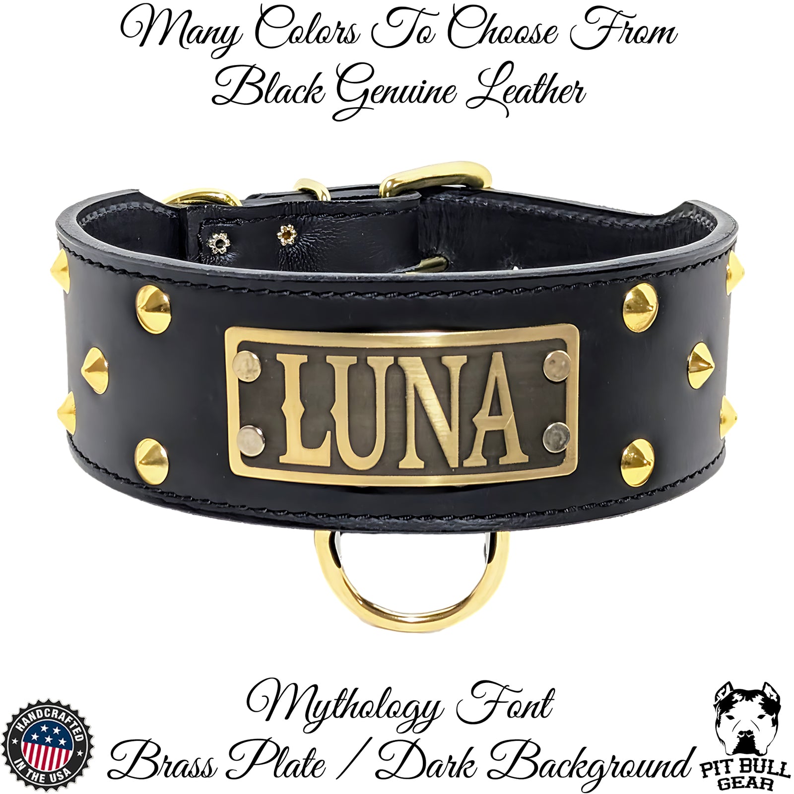 NJ4 - 2 1/2" coleira cravejada com placa de nome