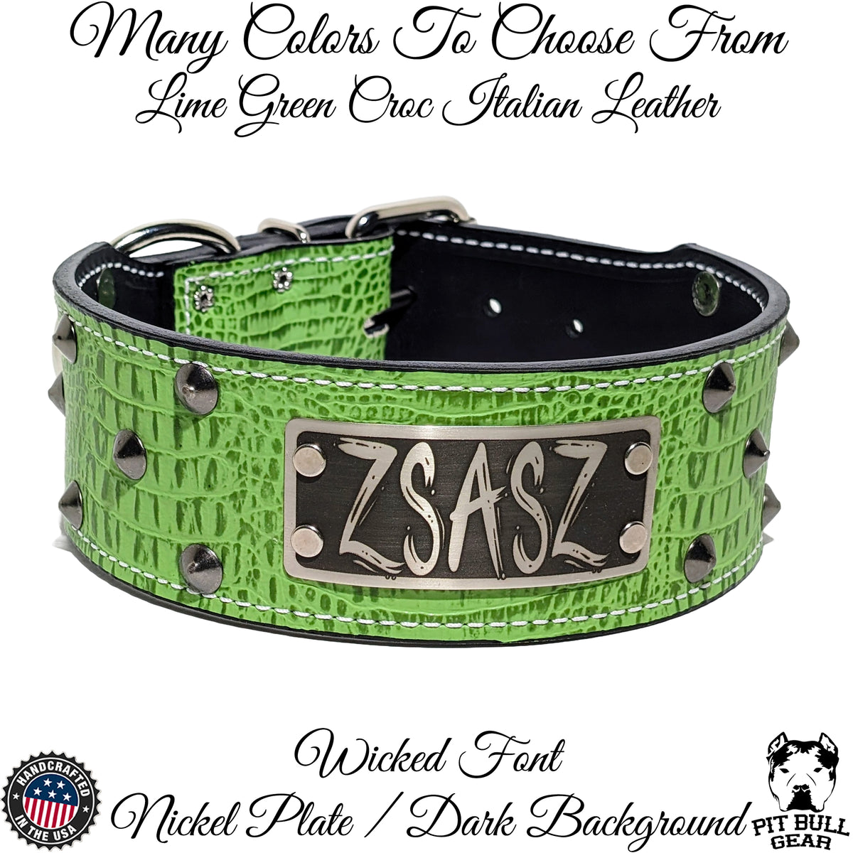 NJ4 - 2 1/2" coleira cravejada com placa de nome