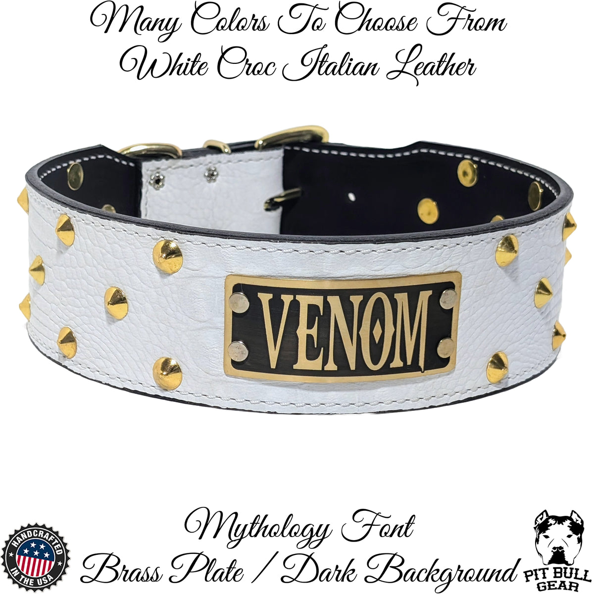 NJ4 - 2 1/2" coleira cravejada com placa de nome