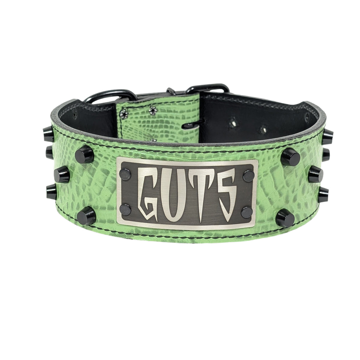 NJ8 - 2.5" Wide Personalized Leather Dog Collar with Studs
