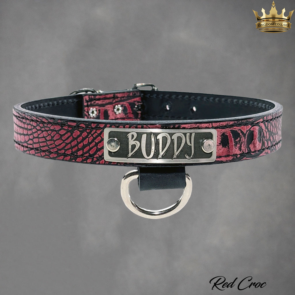 Collar de cuero para perro con placa de identificación personalizada Collar de 1" hecho a medida - NU1