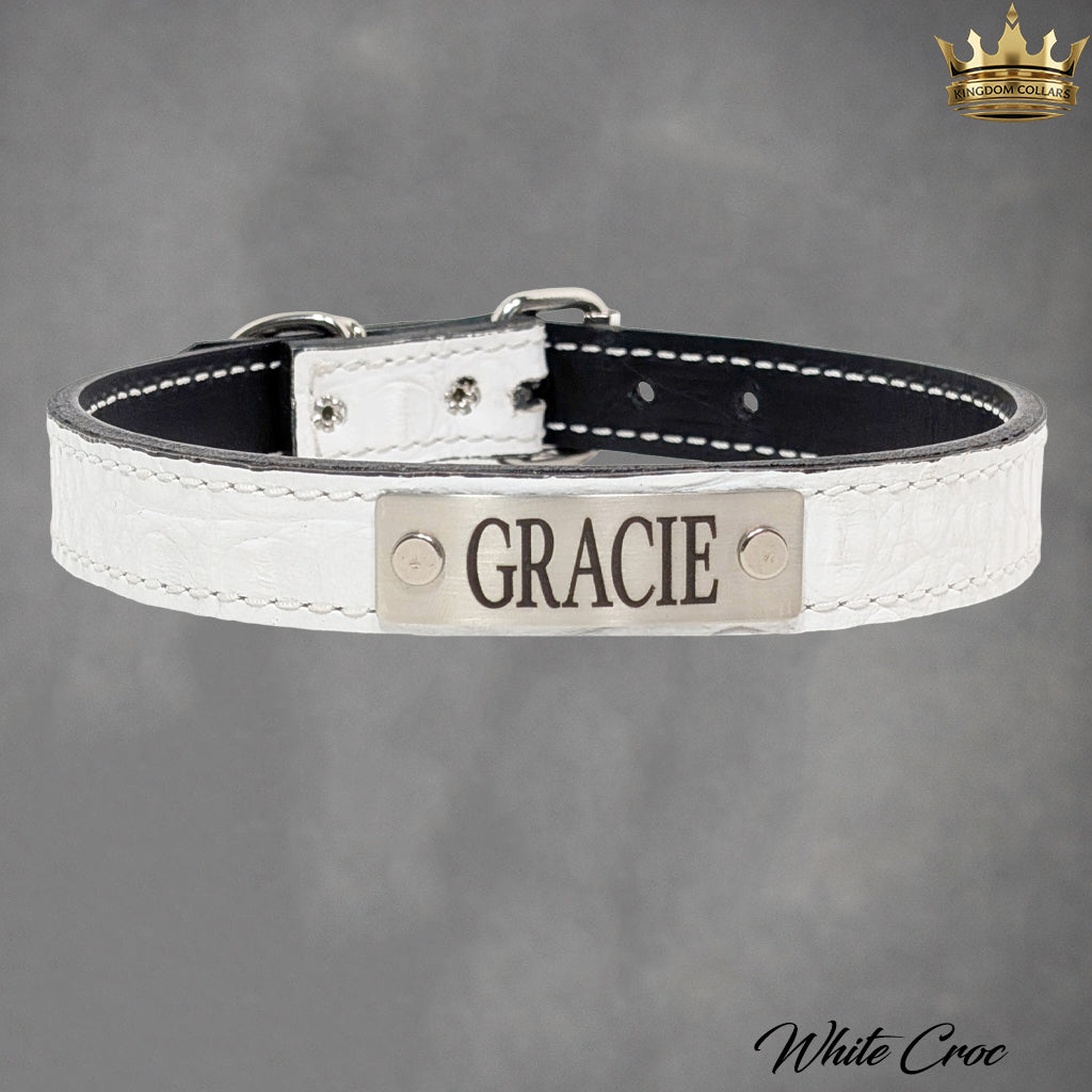 Collar de cuero para perro con placa de identificación personalizada Collar de 1" hecho a medida - NU1