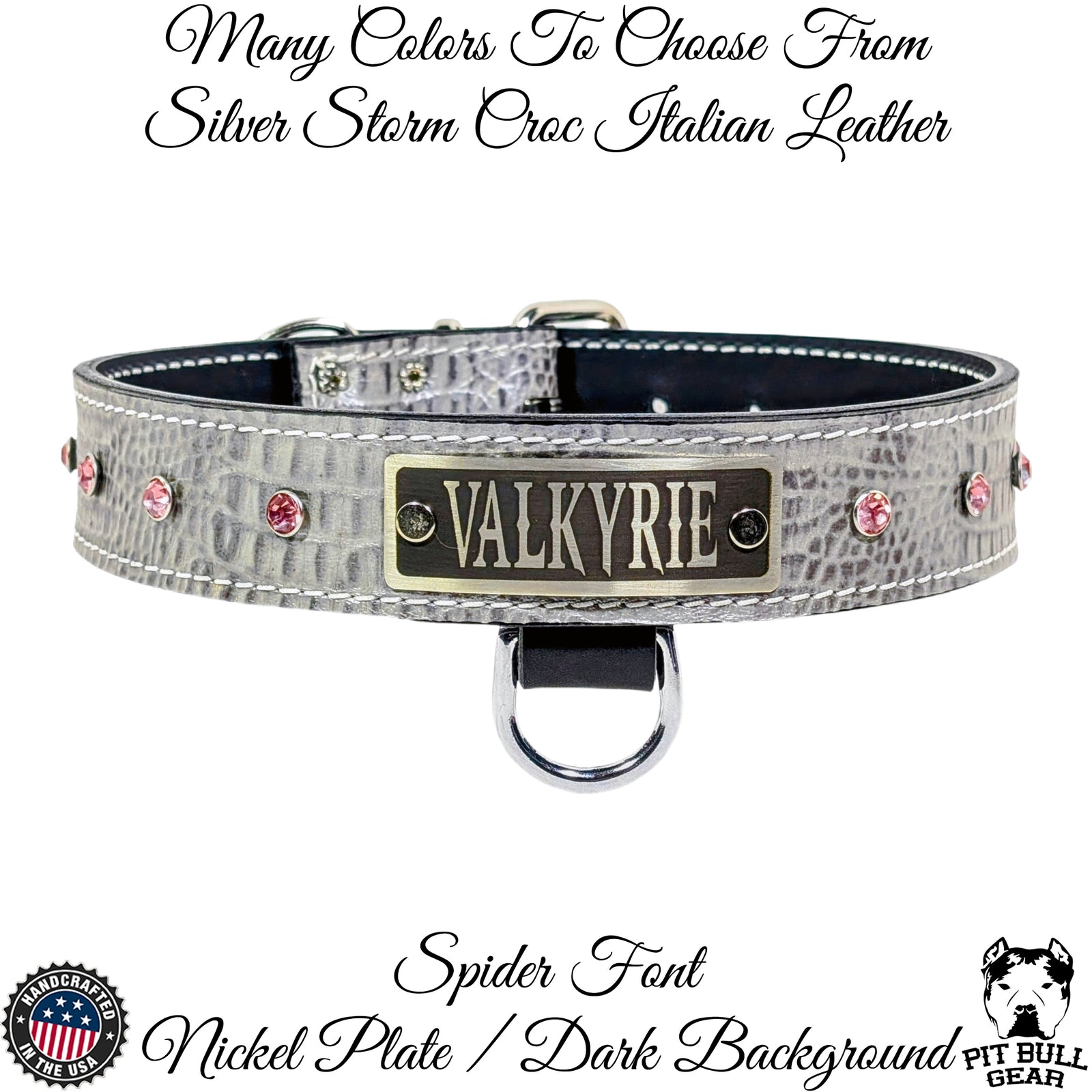 NV27 - Colar de couro de 1 1/2 pol. com pedras preciosas