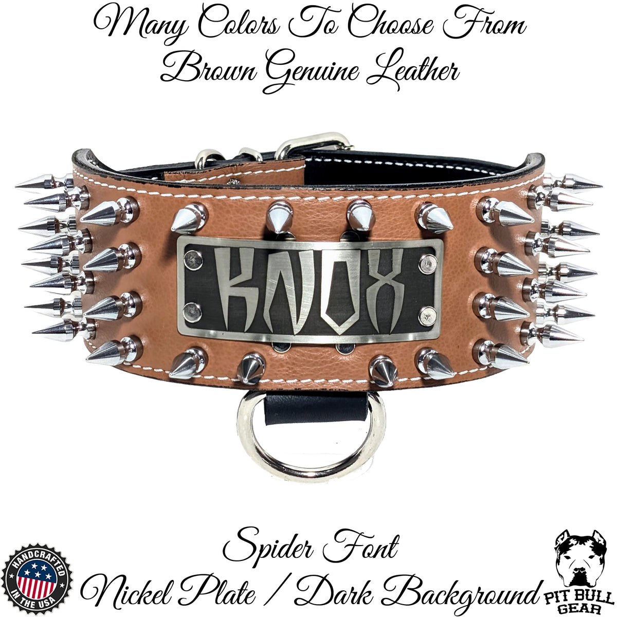 NX8 - 3" Wide Personalized Spiked Leather Dog Collar