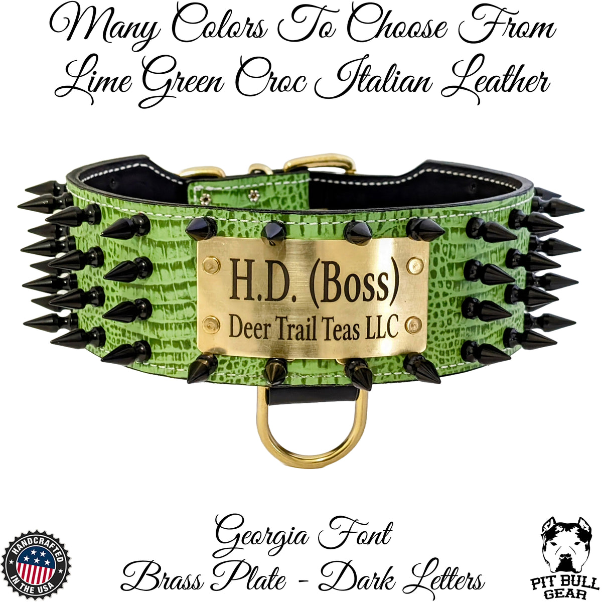 NX8 - 3" Wide Personalized Spiked Leather Dog Collar
