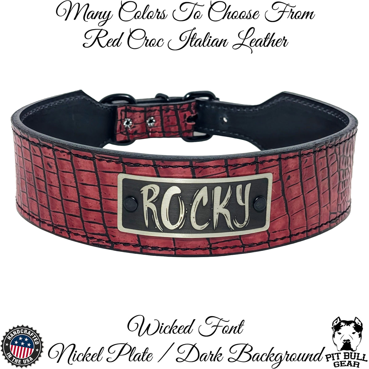 TW42 - Collar con placa de identificación de cuero cónico de 2"