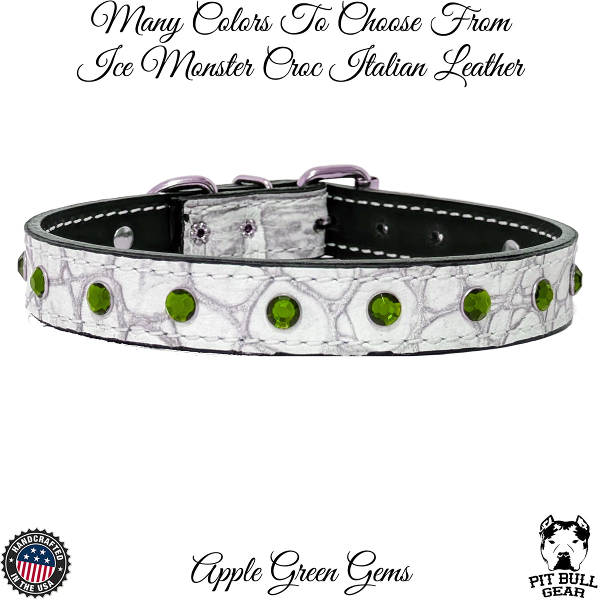 U3 - Collar de cuero para perros de 1" con gemas