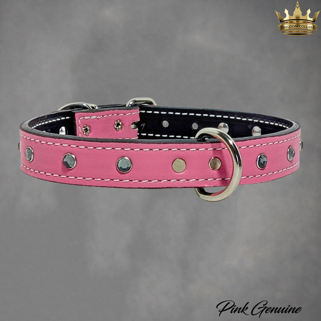 U3 - 1" Wide Leather Dog Collar with Gems