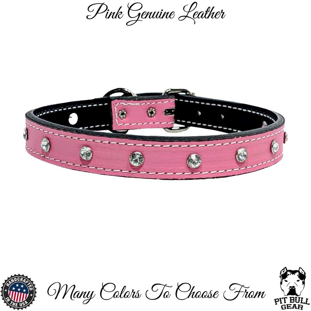 U3 - Collar de cuero para perros de 1" con gemas