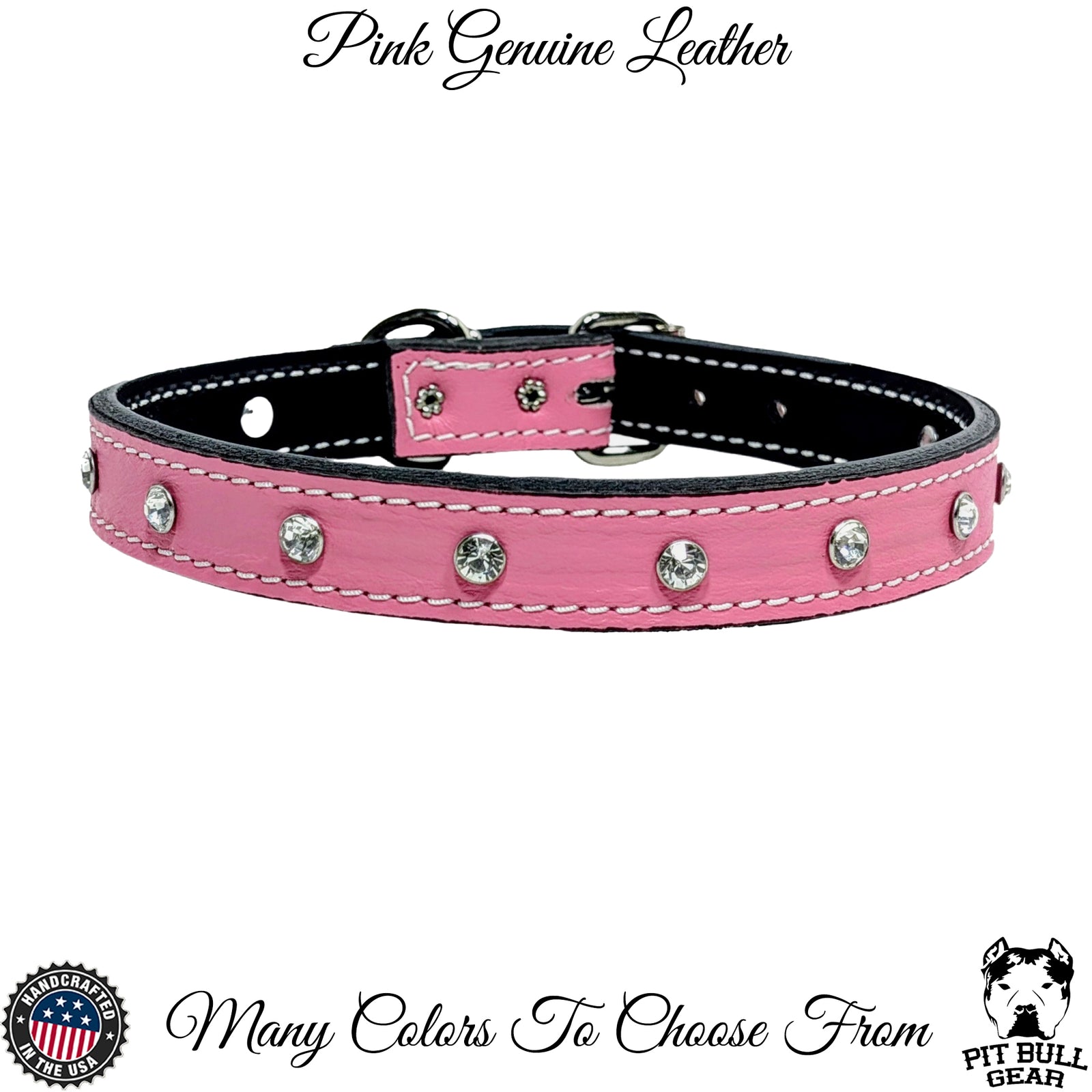 U3 - Collar de cuero para perros de 1" con gemas