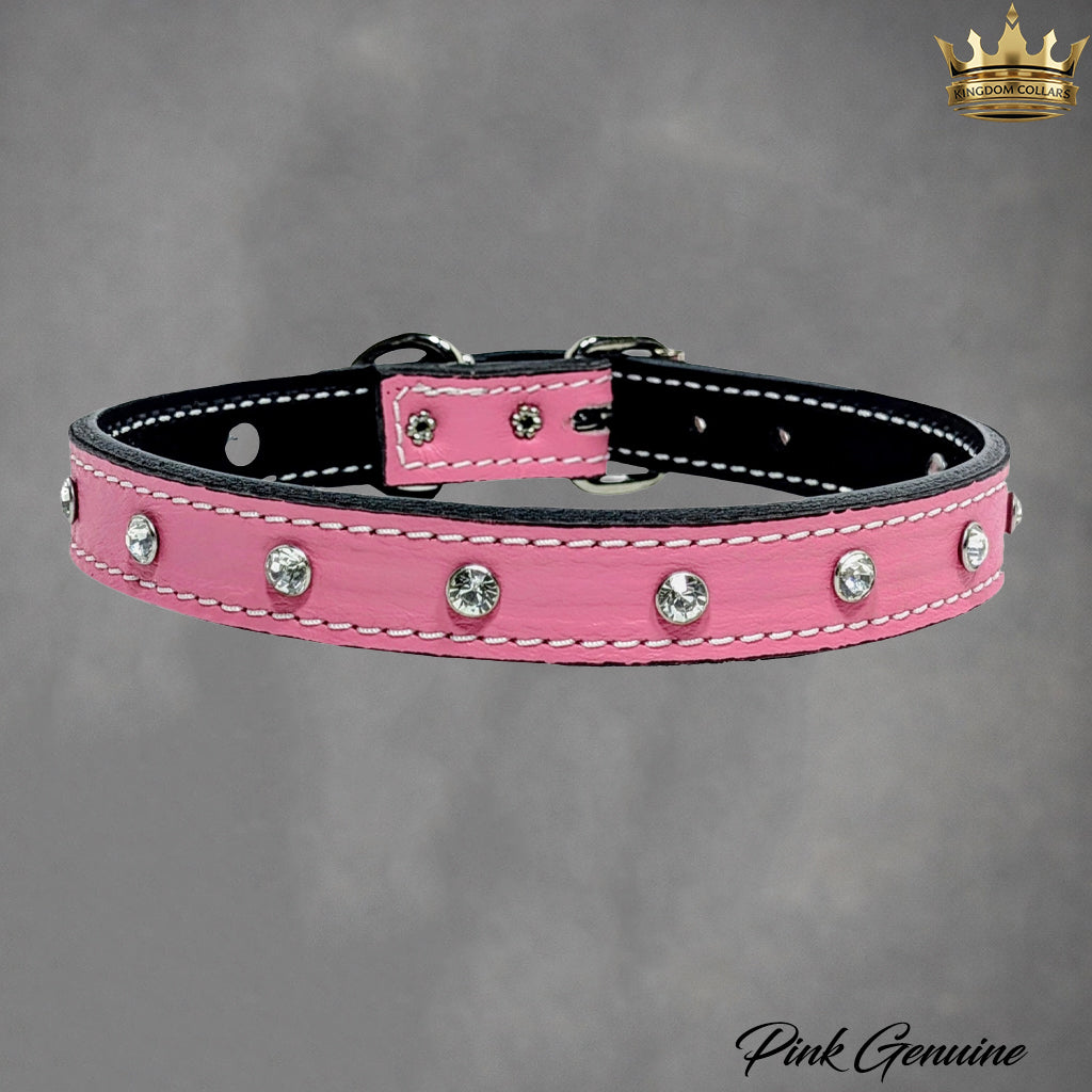 U3 - 1" Wide Leather Dog Collar with Gems
