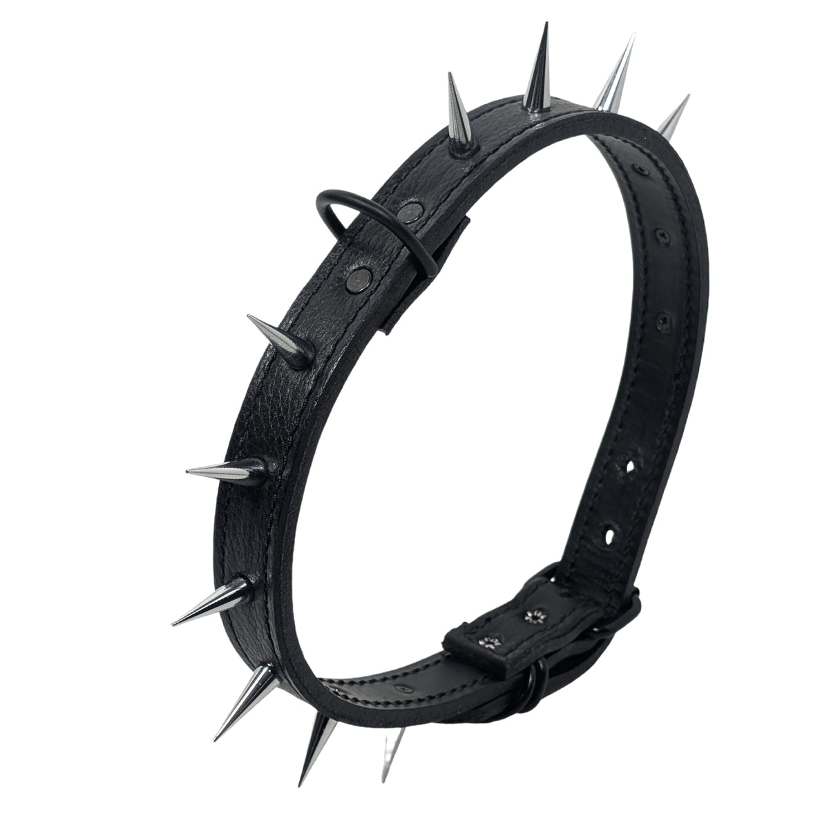 U4 - 1" Wide Spiked Leather Dog Collar