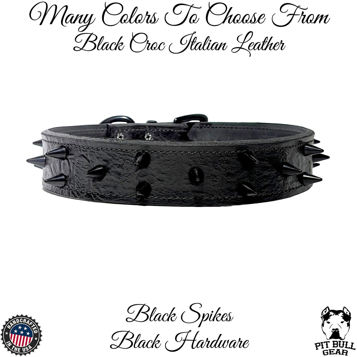 V2 - Custom 1.5" Wide Italian Leather Spiked Dog Collar – 1/2" Cone Spikes