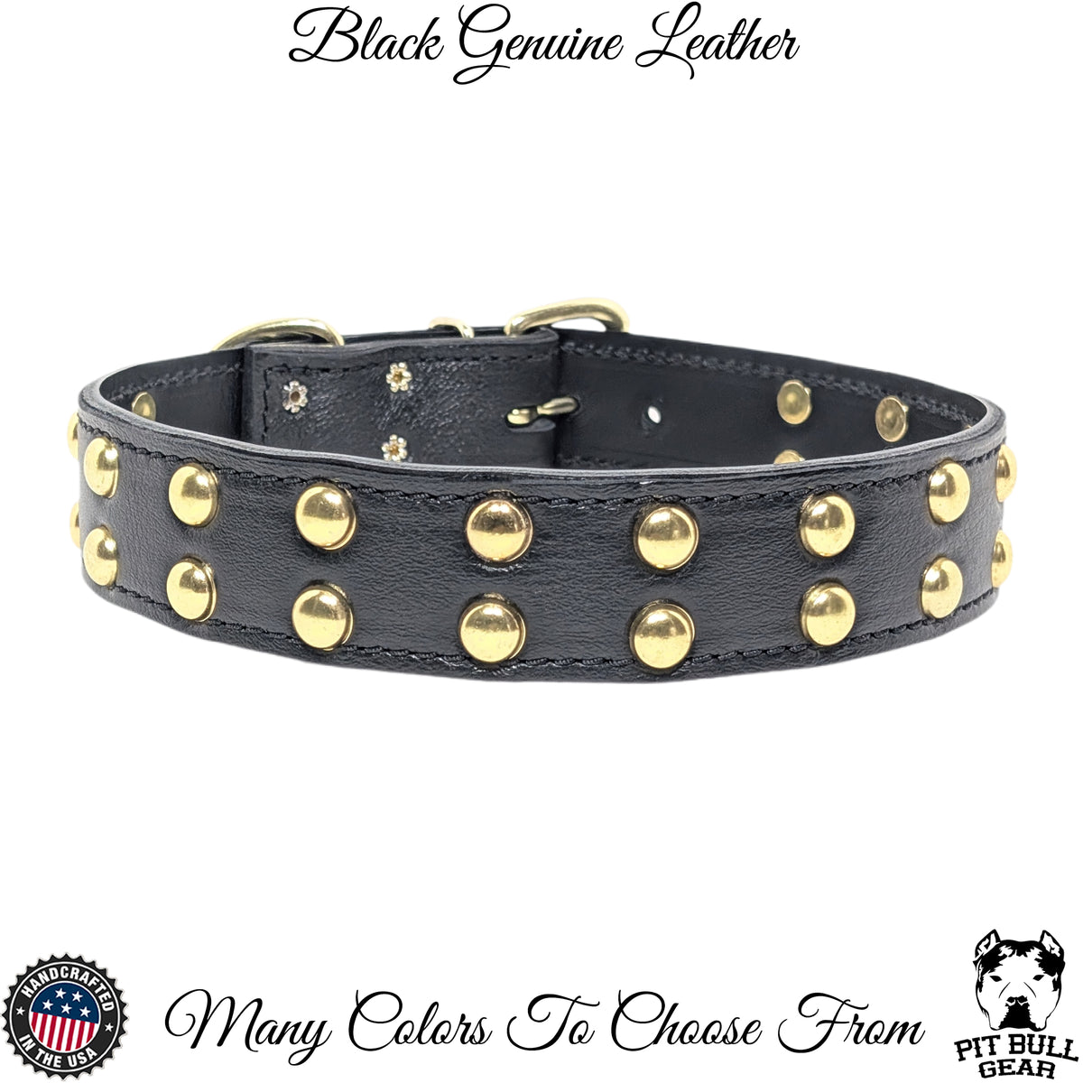 V6 - Collar para perros de cuero con tachuelas de 1 1/2"