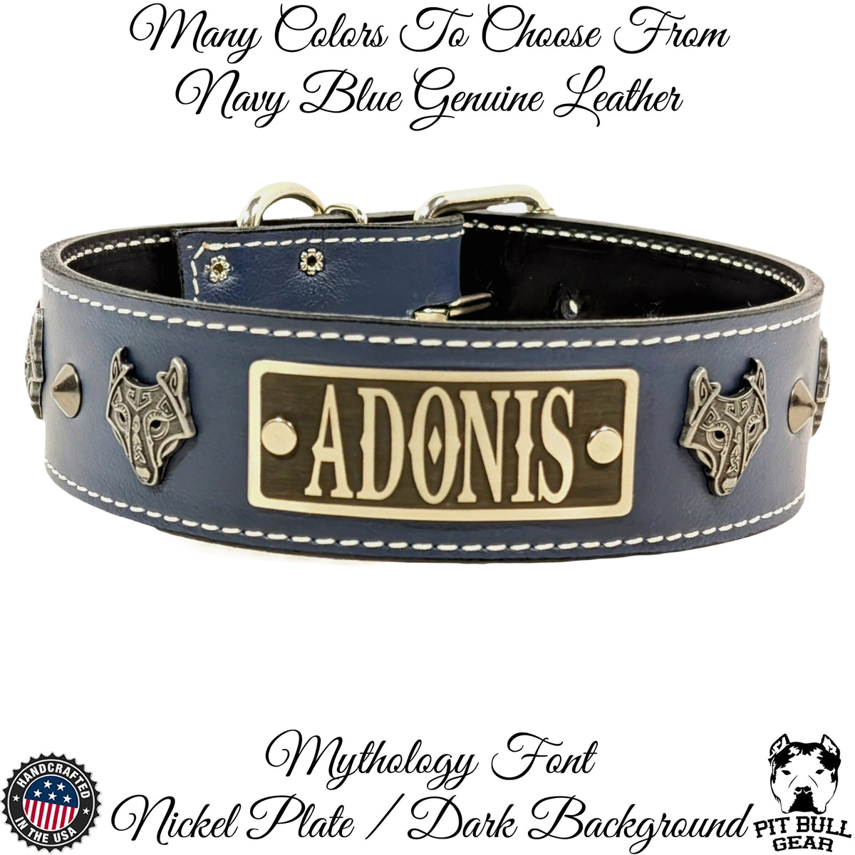 Collar para perro de cuero con púas hexagonales de 2" W4