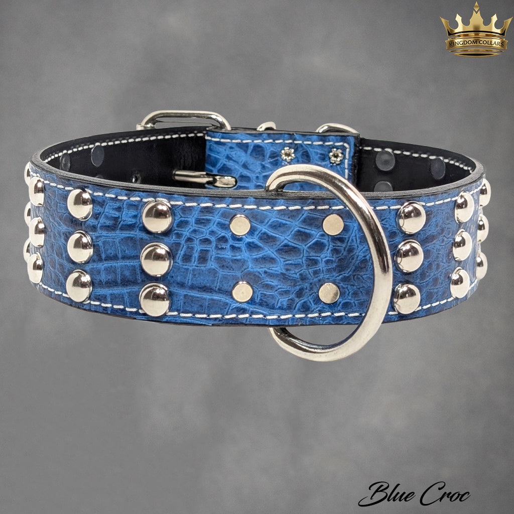 W55 - 2" Wide Studded Leather Dog Collar