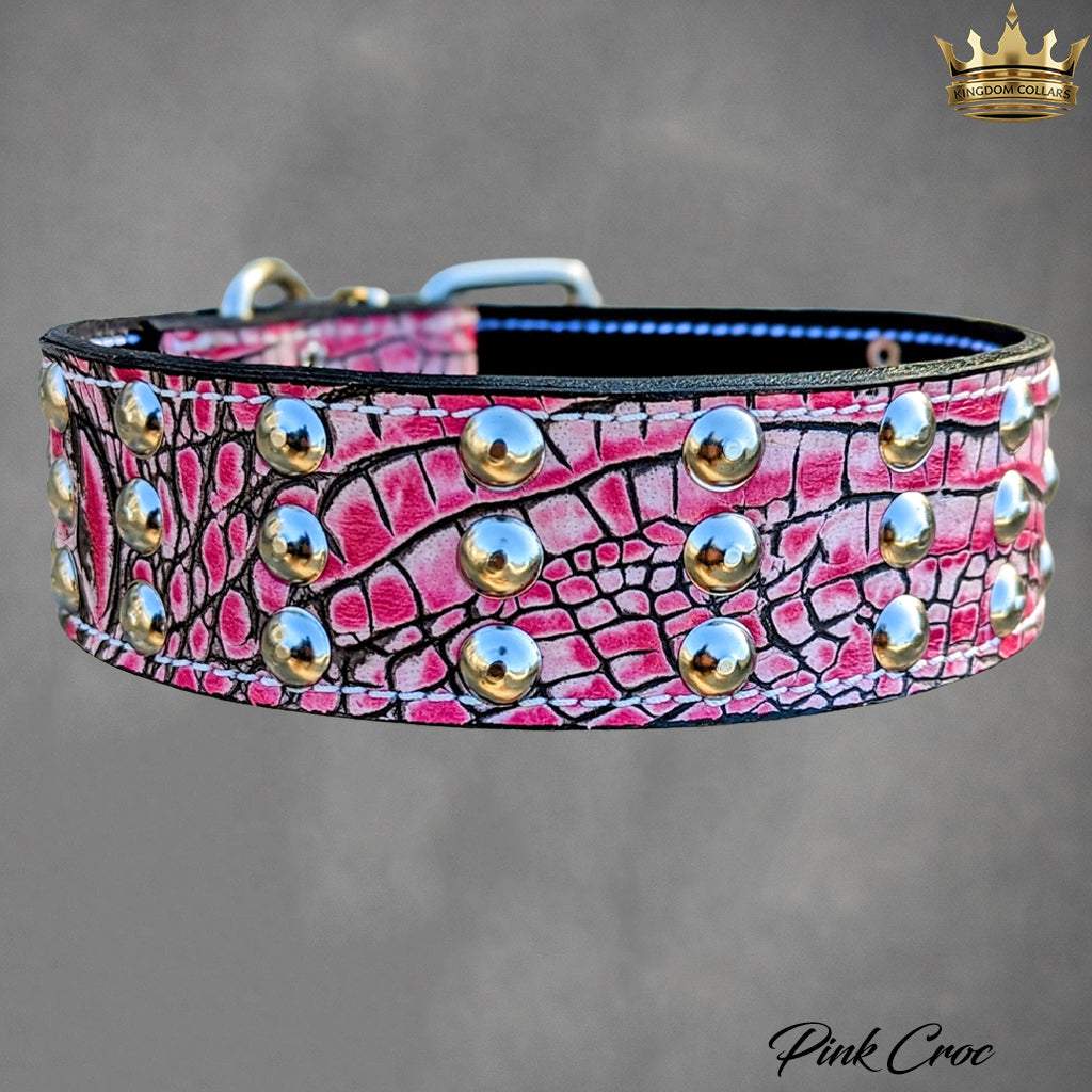 W55 - 2" Wide Studded Leather Dog Collar