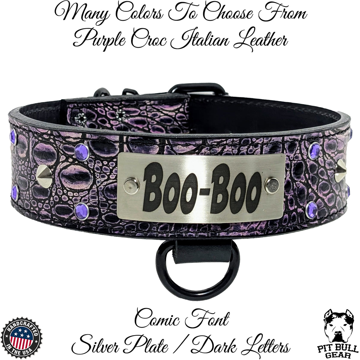 WN3 - Custom Made 2" Wide Italian Leather Studded Dog Collar