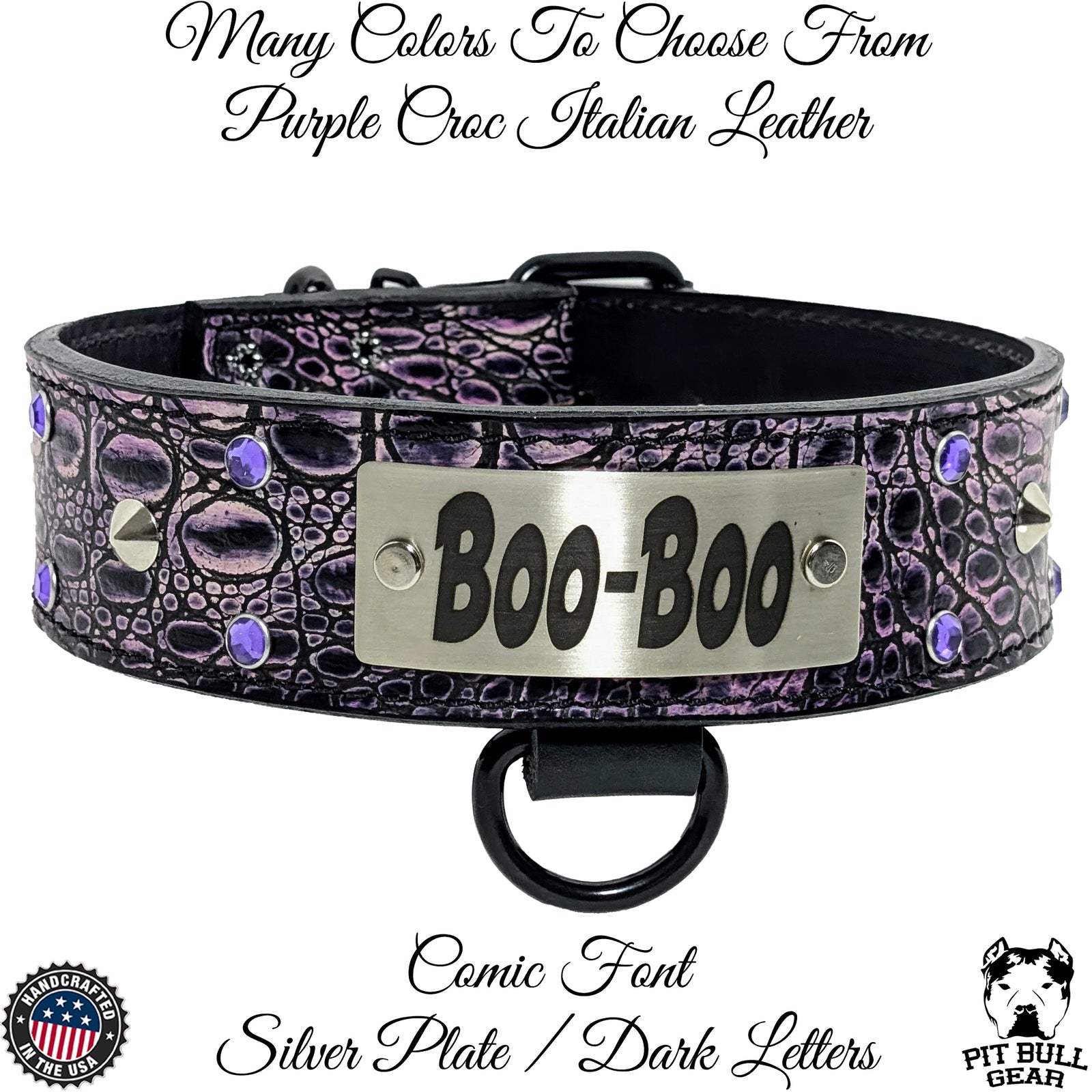 WN3 - Custom Made 2" Wide Italian Leather Studded Dog Collar