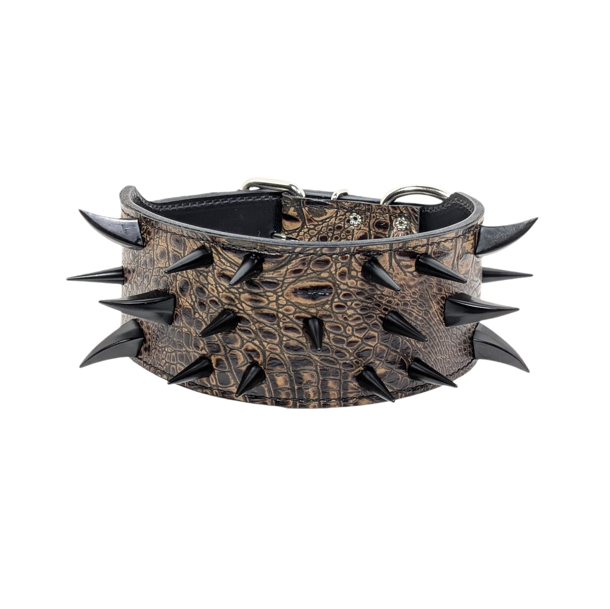 X13 - Coleira para cachorro de couro com várias pontas de 3"