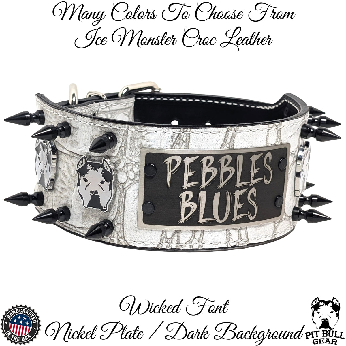 X21 - Collar de cuero con pinchos para perros Bully de 3"