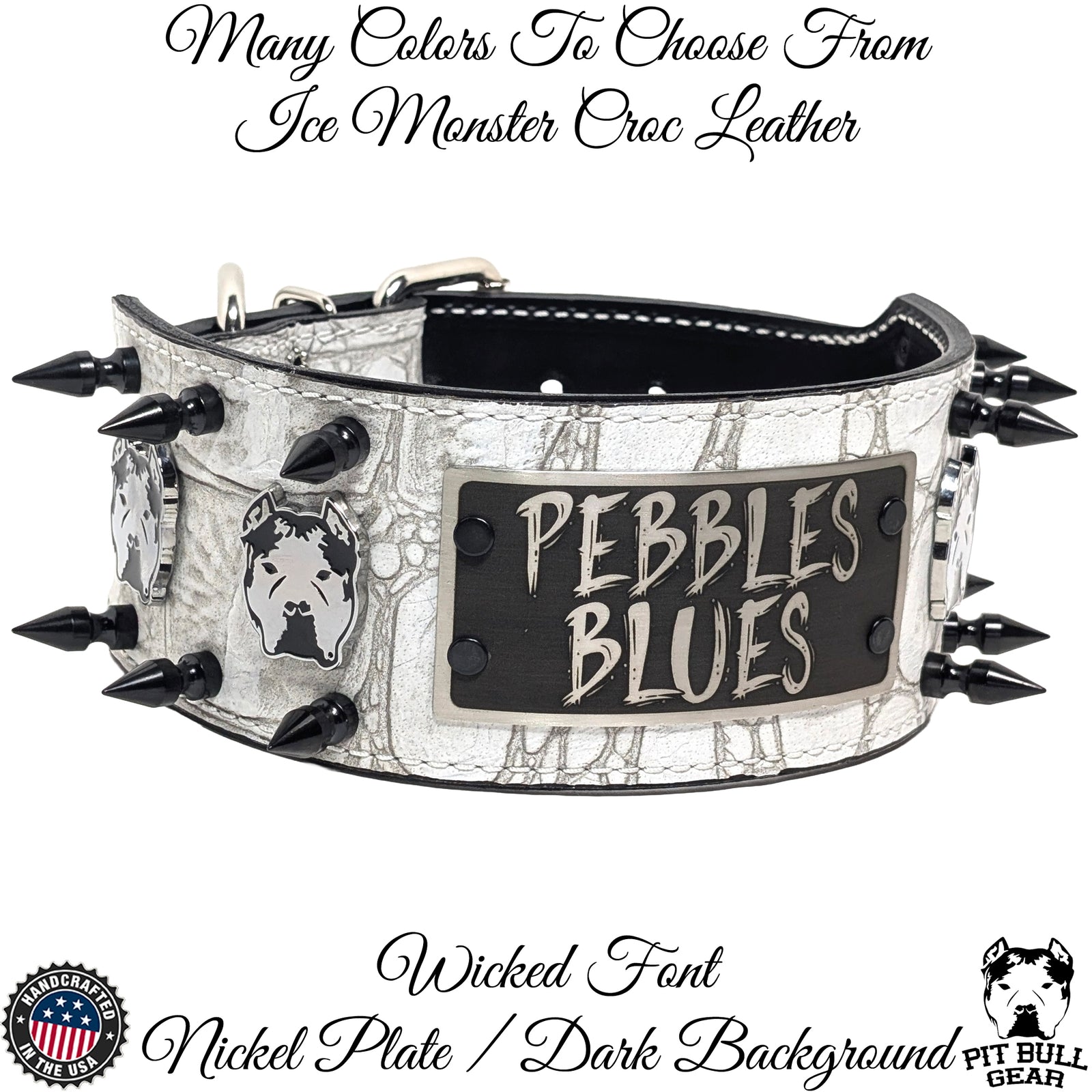 X21 - coleira de cachorro de couro pontudo Bully de 3"