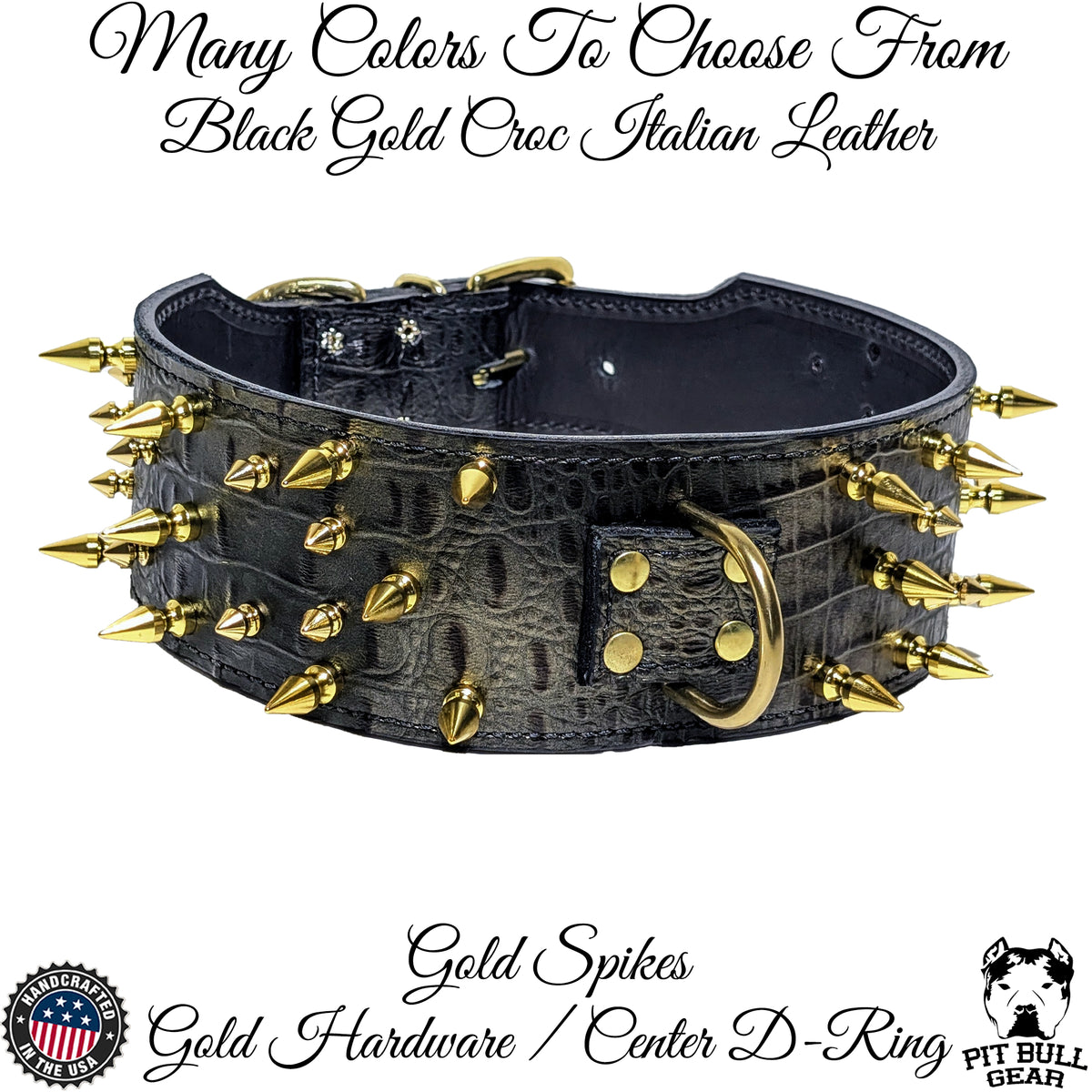 X2 - Collar de cuero con pinchos para perros de 3" de ancho