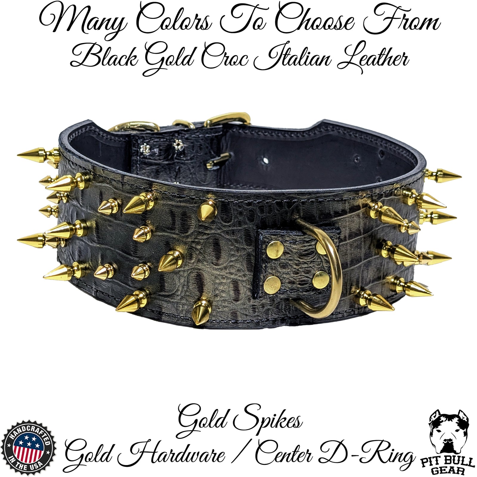 X2 - Collar de cuero con pinchos para perros de 3" de ancho