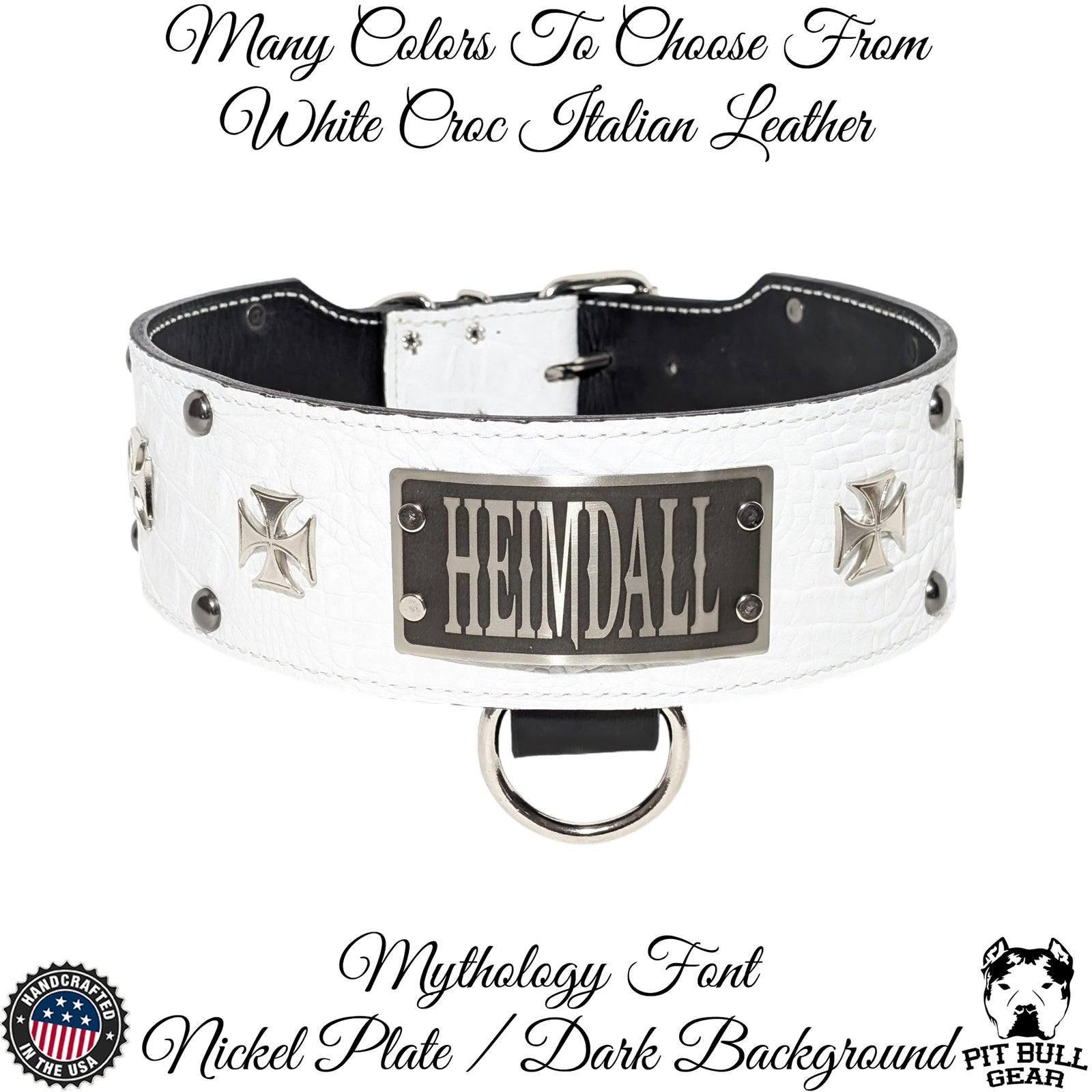 X65 - Coleira de couro personalizada de 3" de largura com cruzes de malta