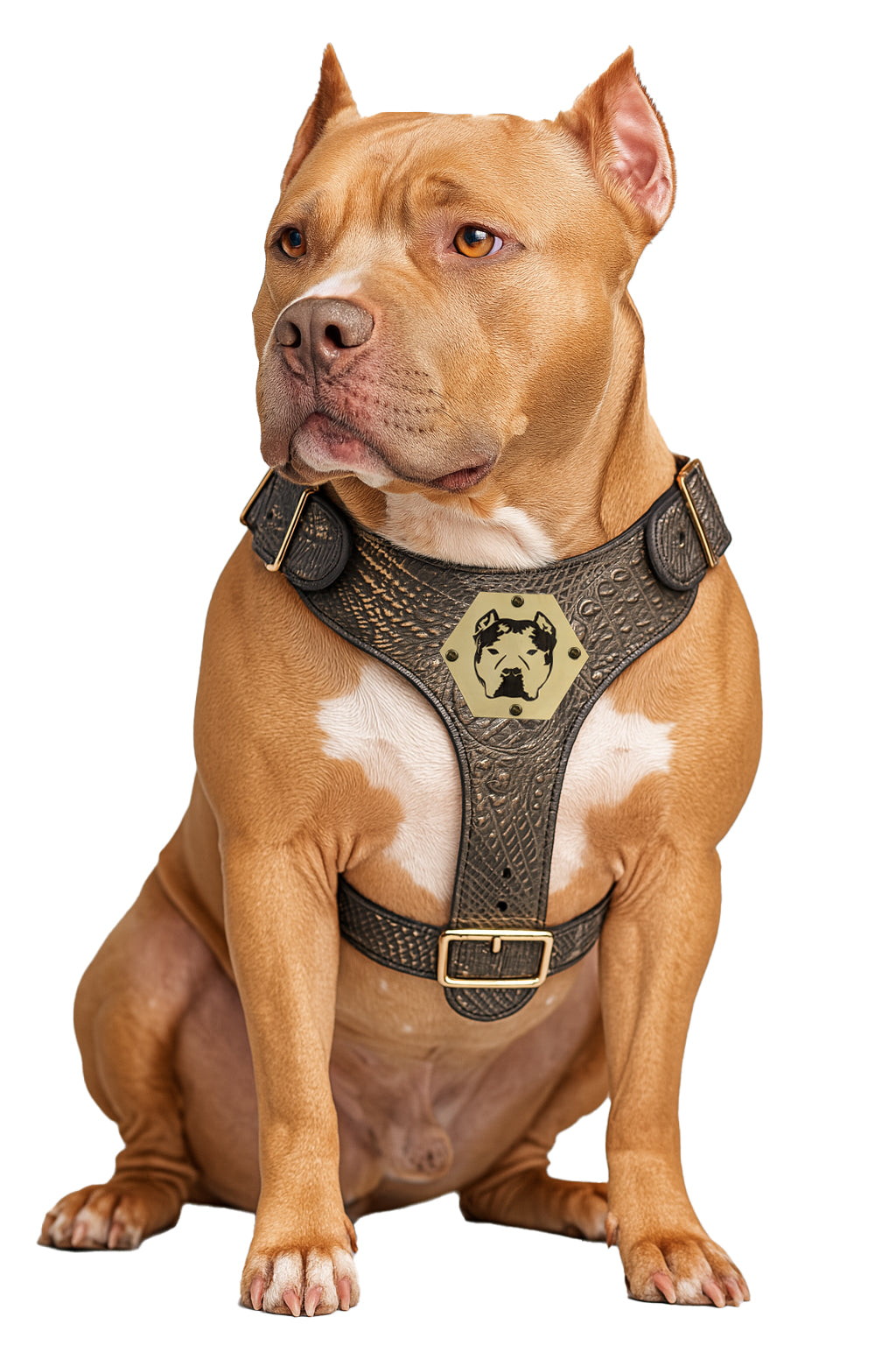NH18 - Custom Leather Dog Harness with Personalized Engraved Logo Plate