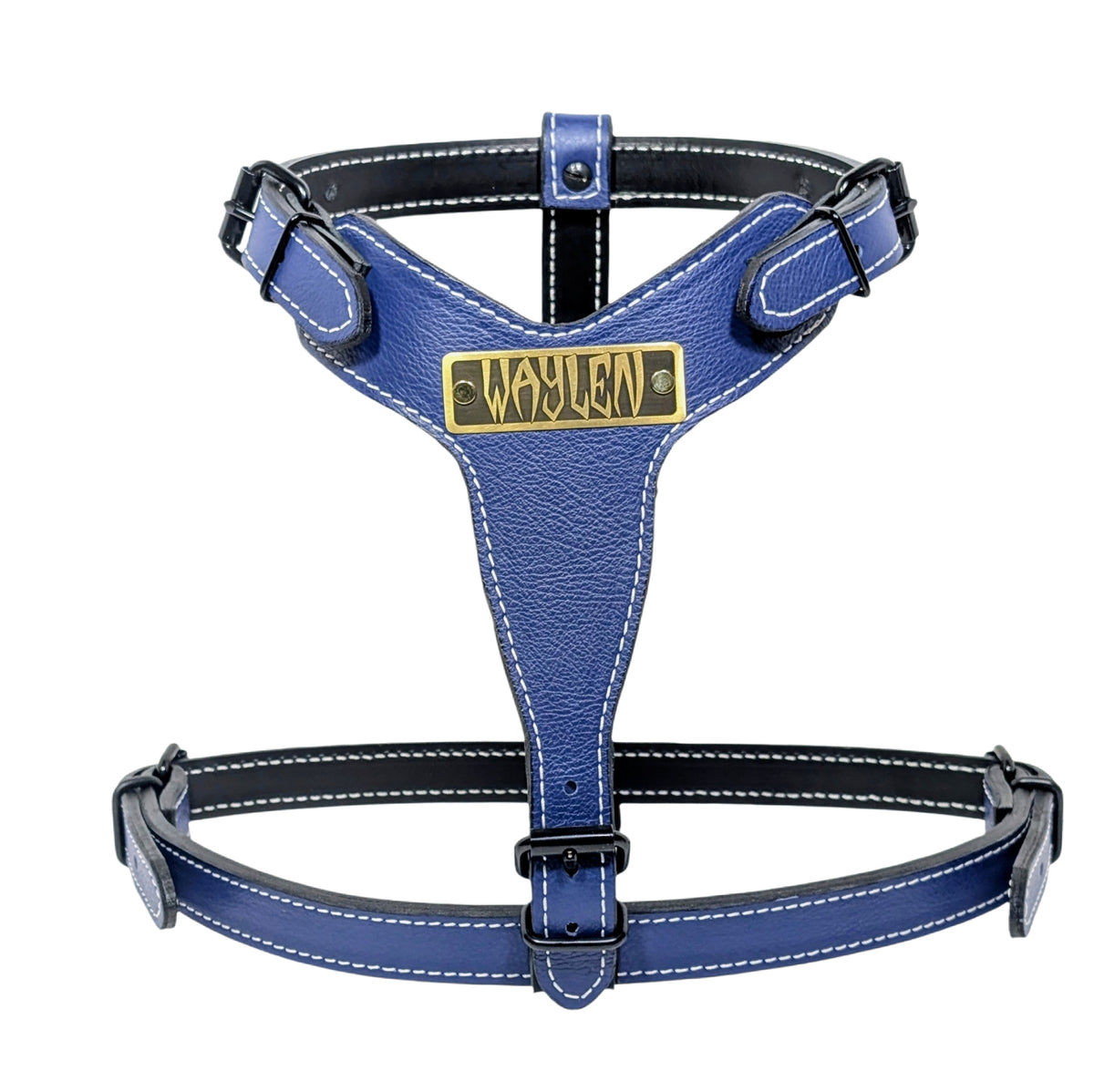 SNH1 - Custom Sport Cut Leather Dog Harness with Engraved Name Plate