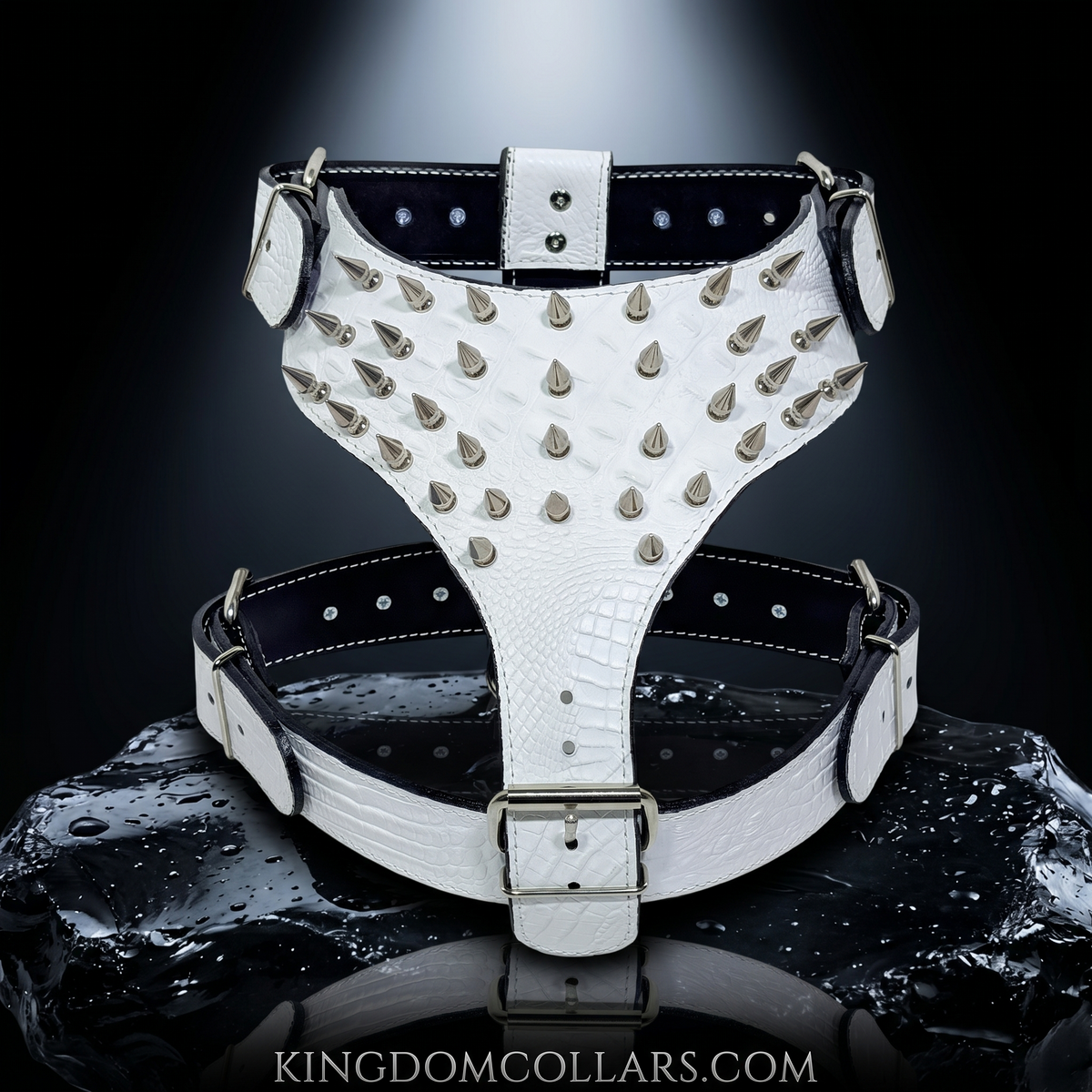 Italian Leather Spiked Dog Harness | 1" Tree Spikes