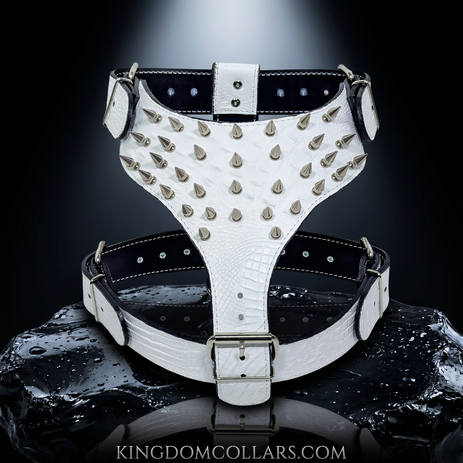 Italian Leather Spiked Dog Harness | 1" Tree Spikes